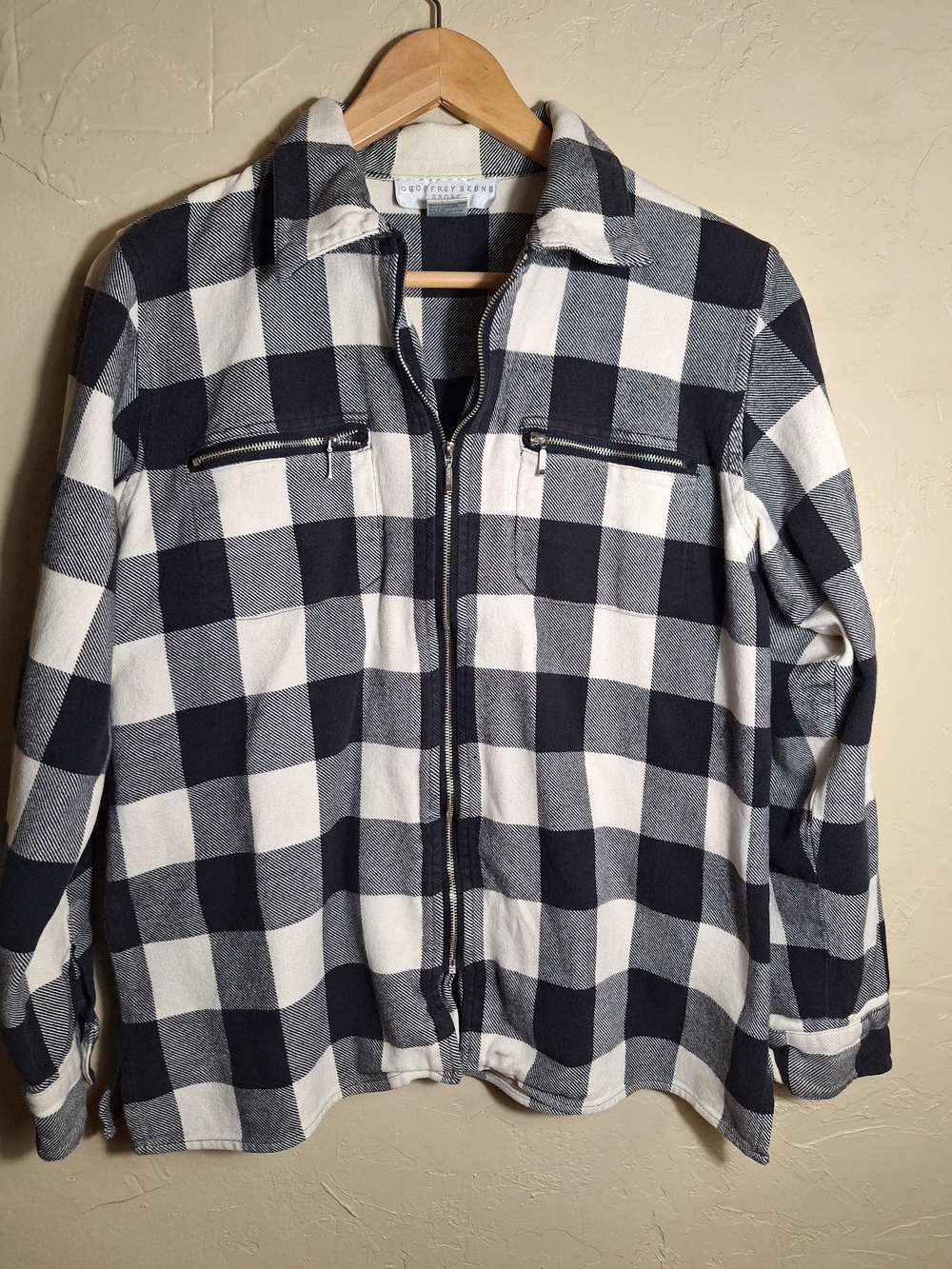 Geoffrey Beene Sport Women's Black/White Plaid Full Zip Short Jacket Size 10